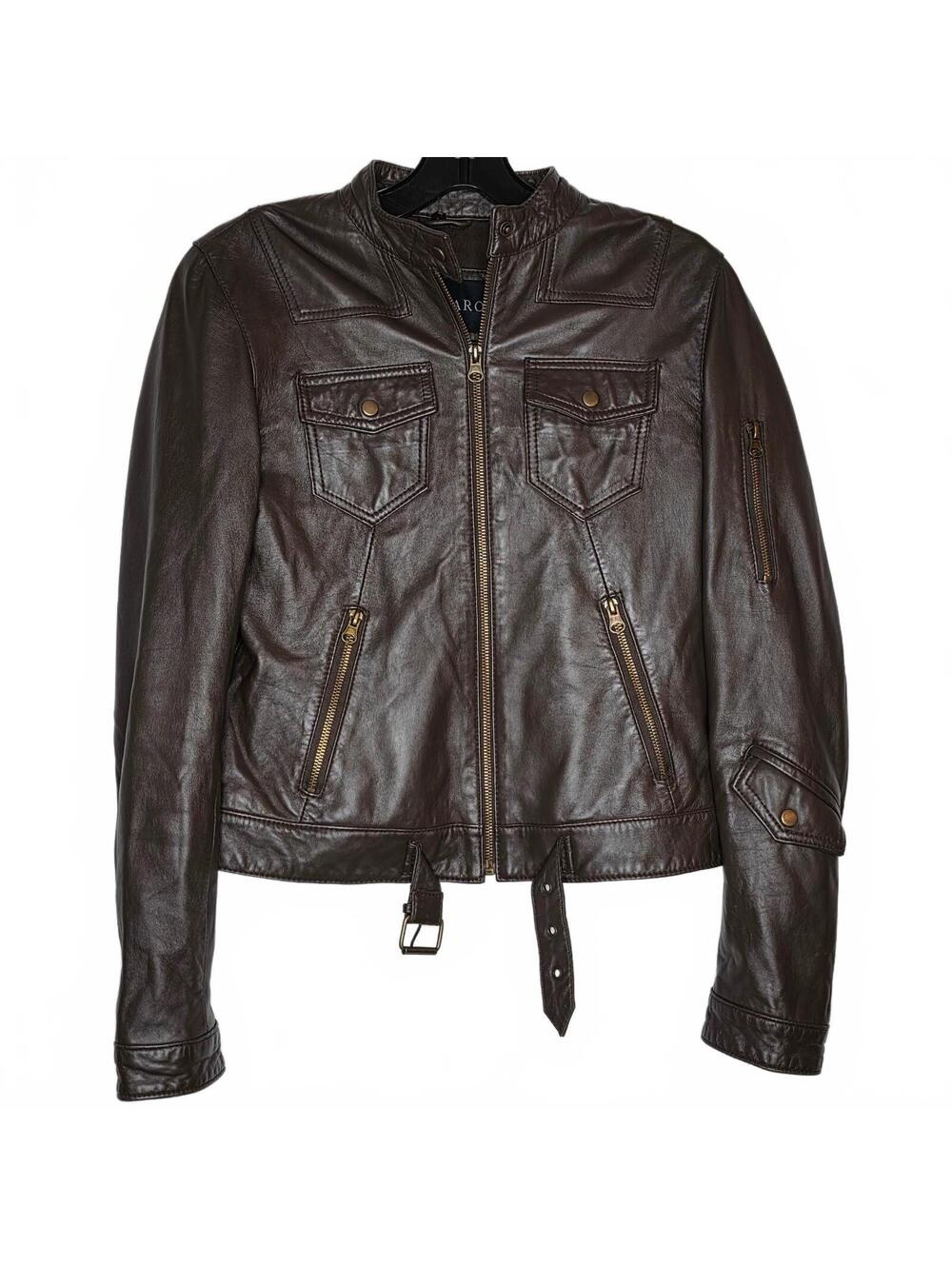 Vintage Saguaro Brown Leather Moto Jacket Women's Small